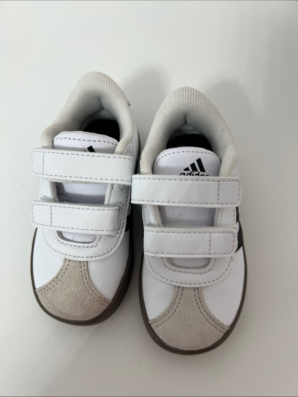 adidas Kids White & Beige Velcro Strap Sneakers